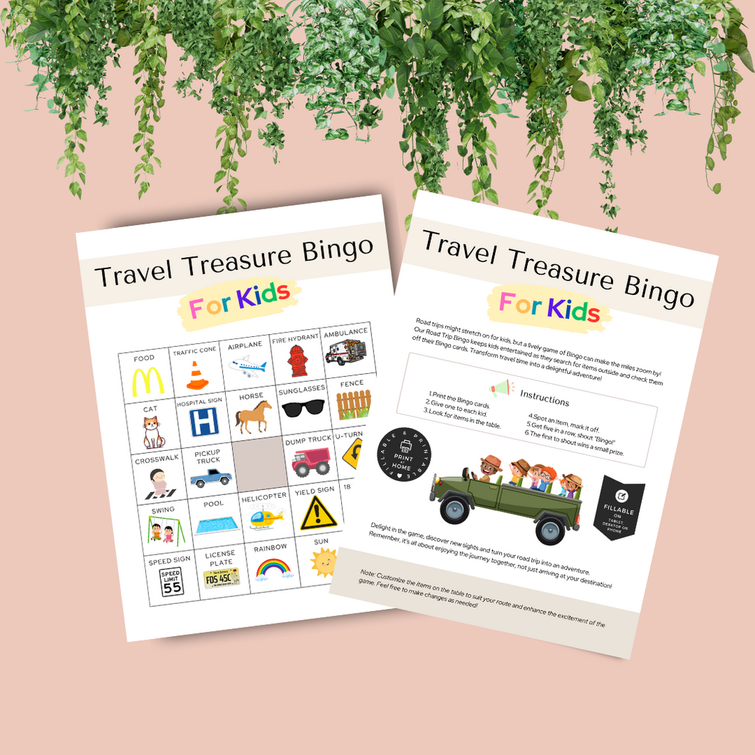 Travel Treasure Mobile Device & Printable Bingo Cards For Kids