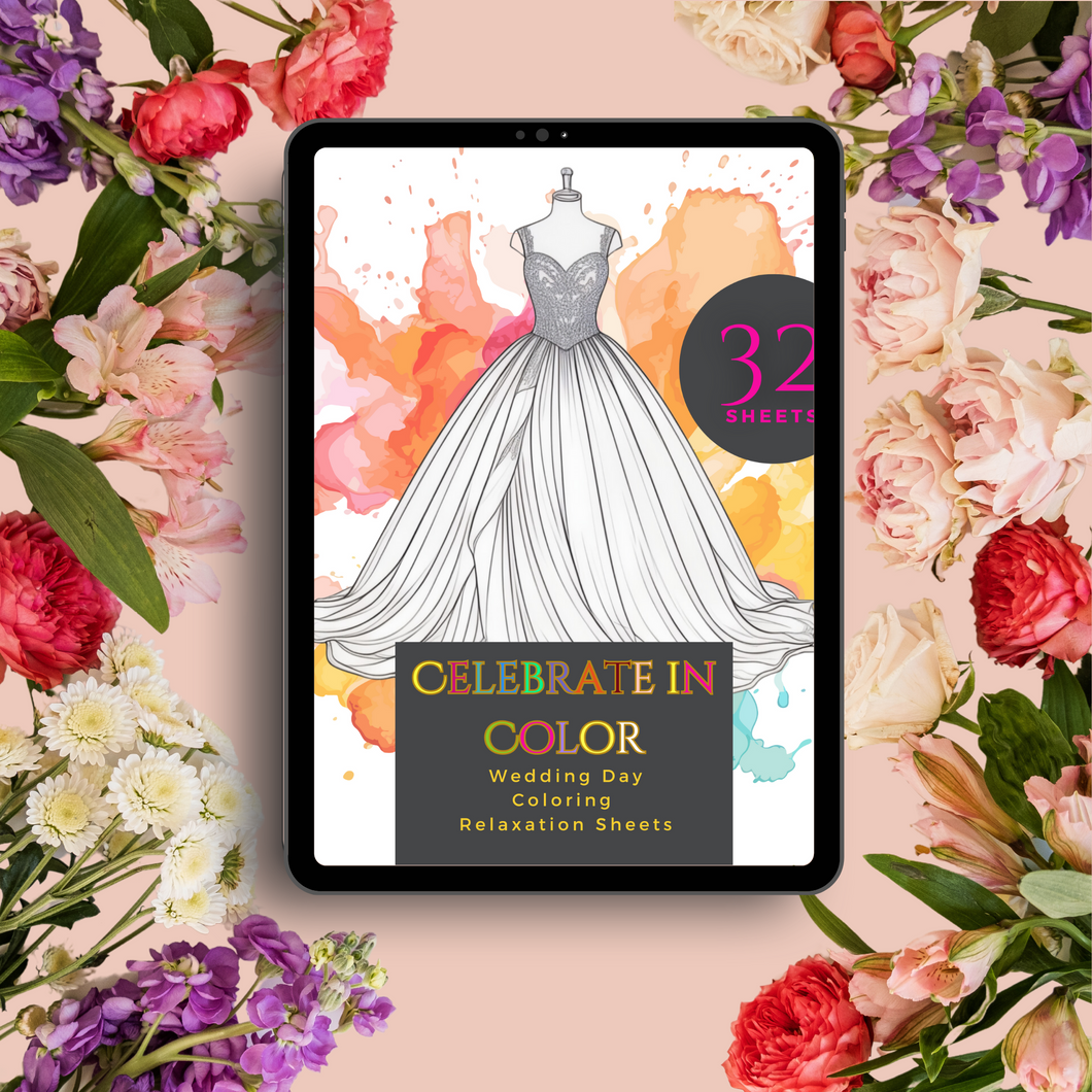 Celebrate in Color Wedding Day Coloring Book - Printable Sheets